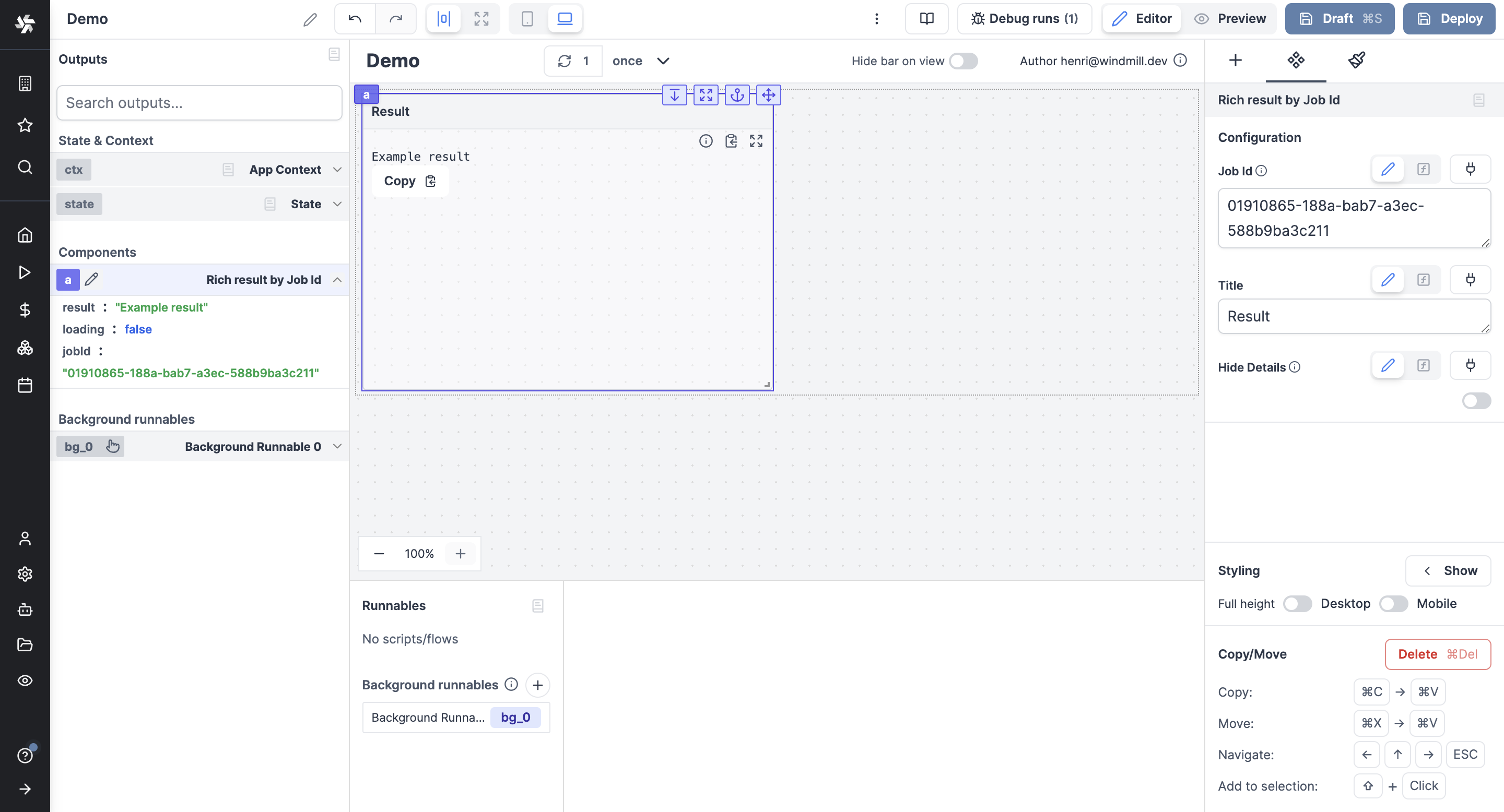 Rich result by job id
